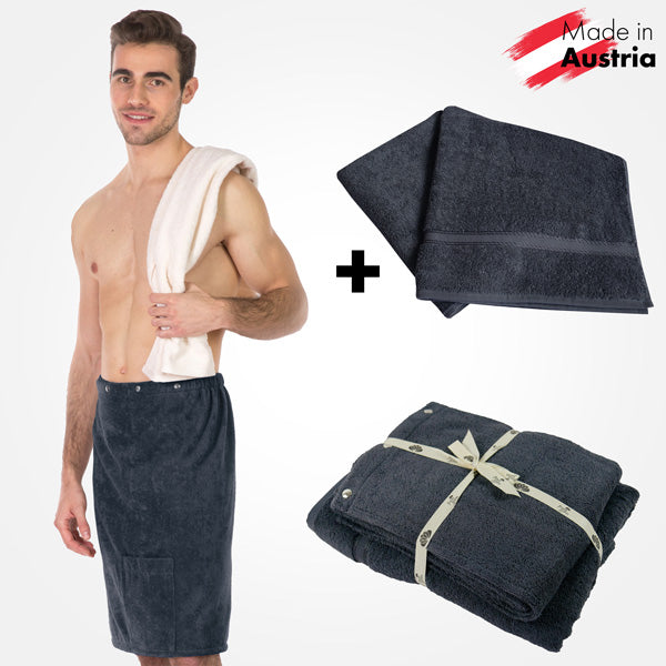 Herren Geschenkset - Saunatuch & Kilt - Anthrazit