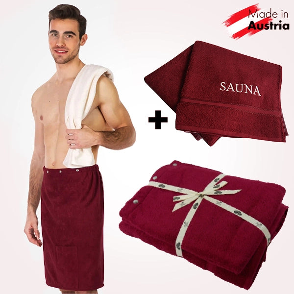 Herren Geschenkset - Saunatuch & Kilt - Bordeaux