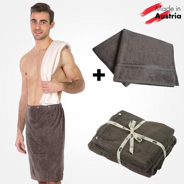 Herren Geschenkset - Saunatuch & Kilt - Taupe