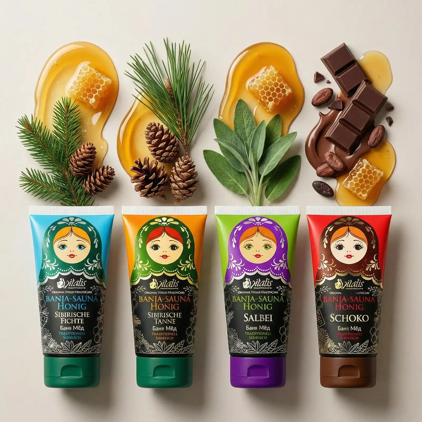Sauna honey cream peeling "Banja" bundle of 4