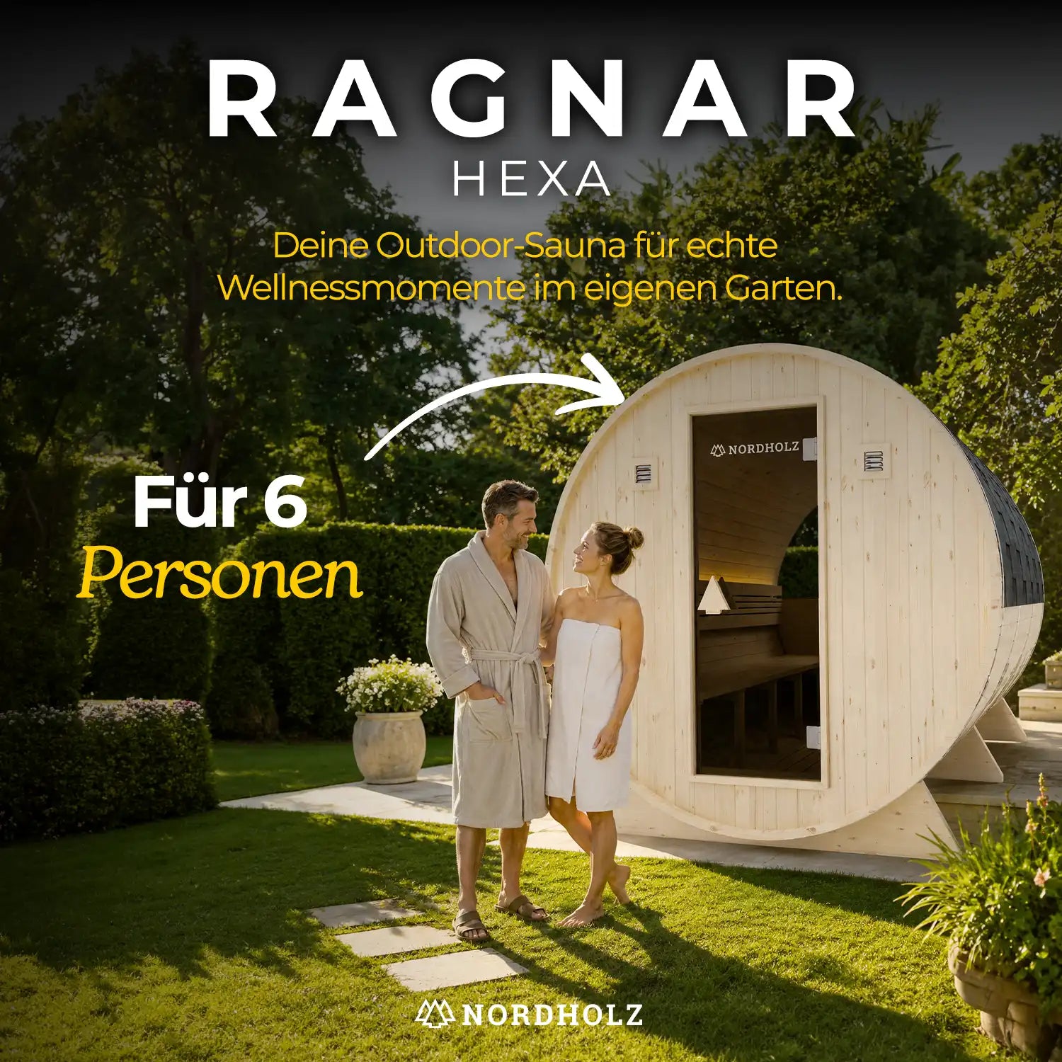 Fasssauna "Ragnar - Hexa"