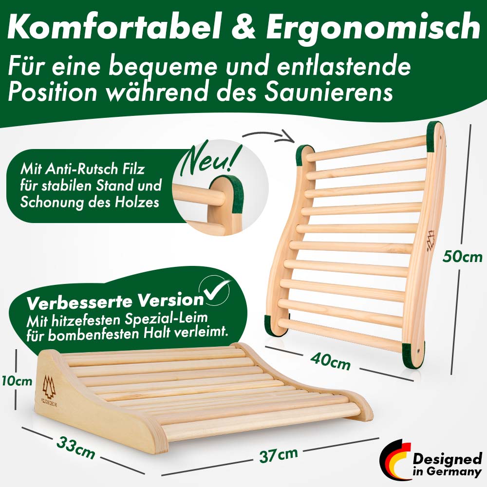 Sauna Kopfstütze + Sauna Rückenlehne 2er Set
