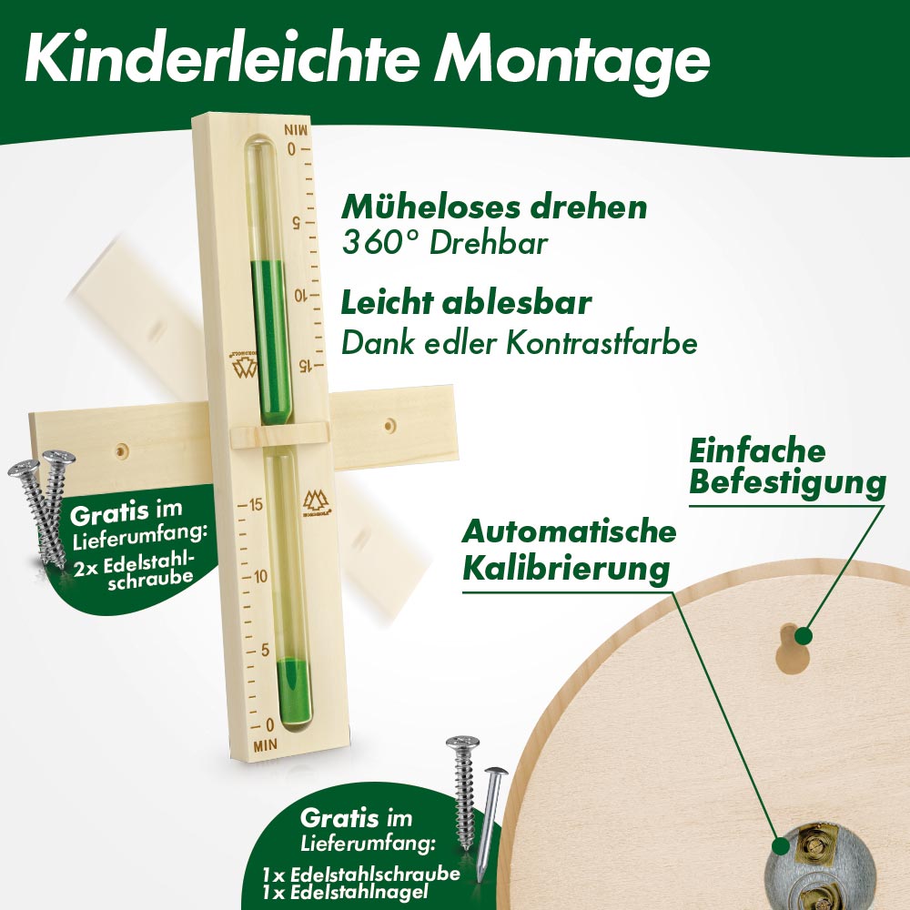 Sauna Hygrometer Holz + Sauna Sanduhr Bundle