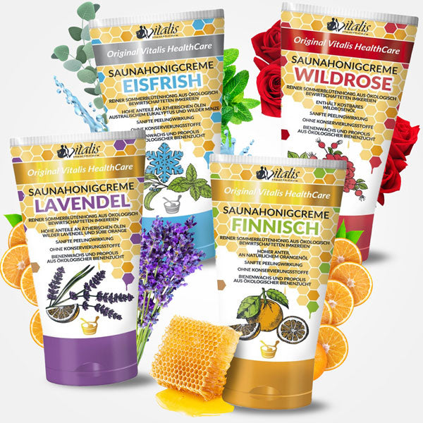 Saunahonig-Creme Peeling 4er Bundle
