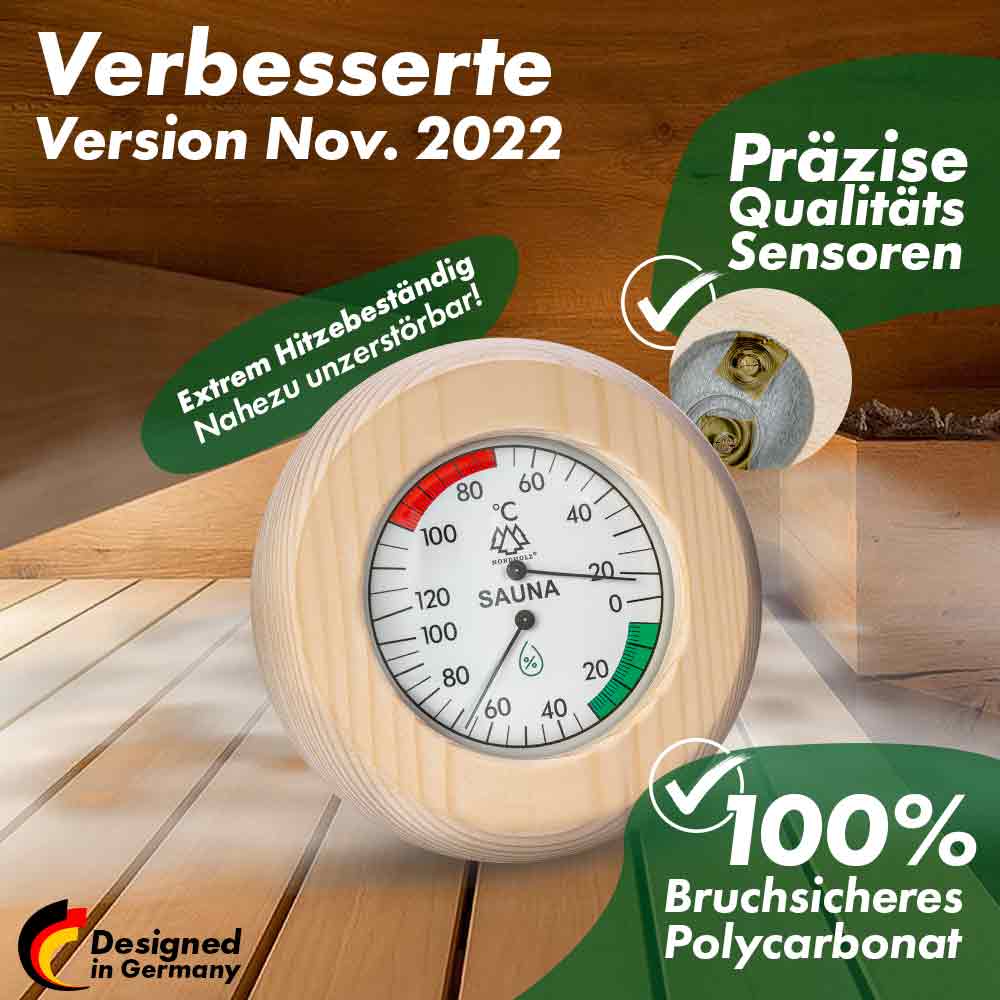 Sauna Hygrometer Holz + Sauna Sanduhr Bundle