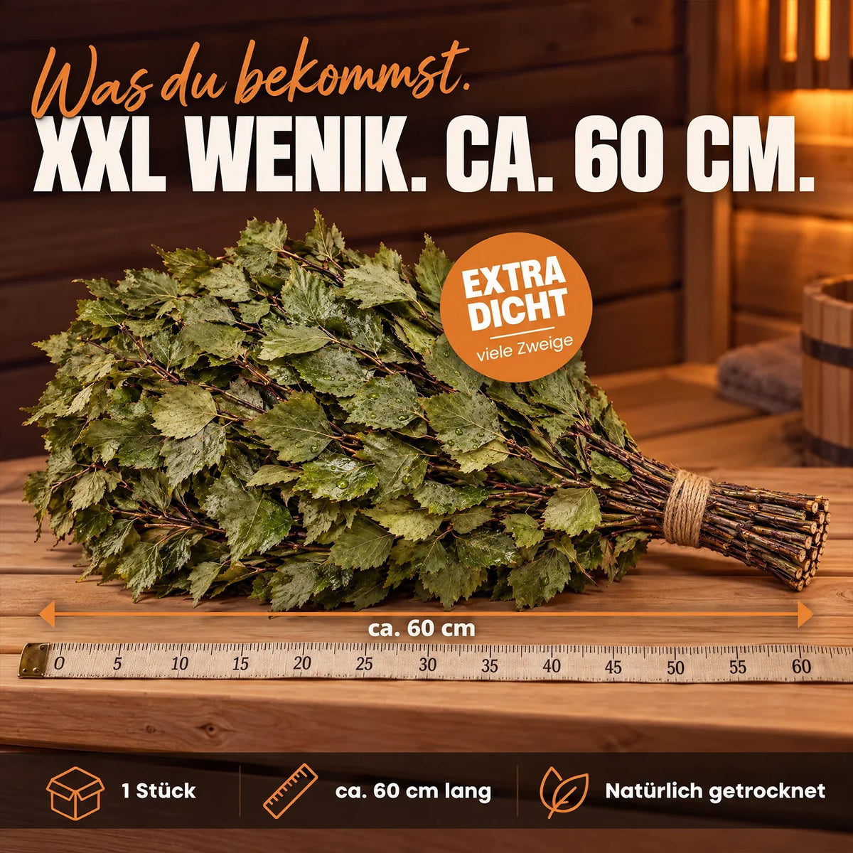 Sauna Wenik Buche XXL ca. 60 cm extra dicht #Sorte_Buche · XXL