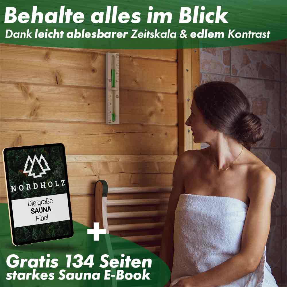 Sauna Hygrometer Holz + Sauna Sanduhr Bundle