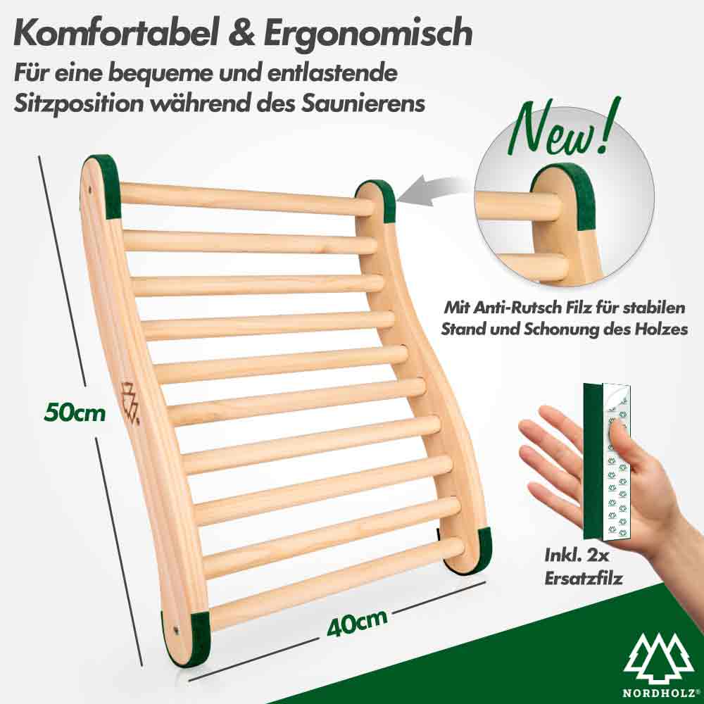 Ergonomische Sauna Rückenlehne