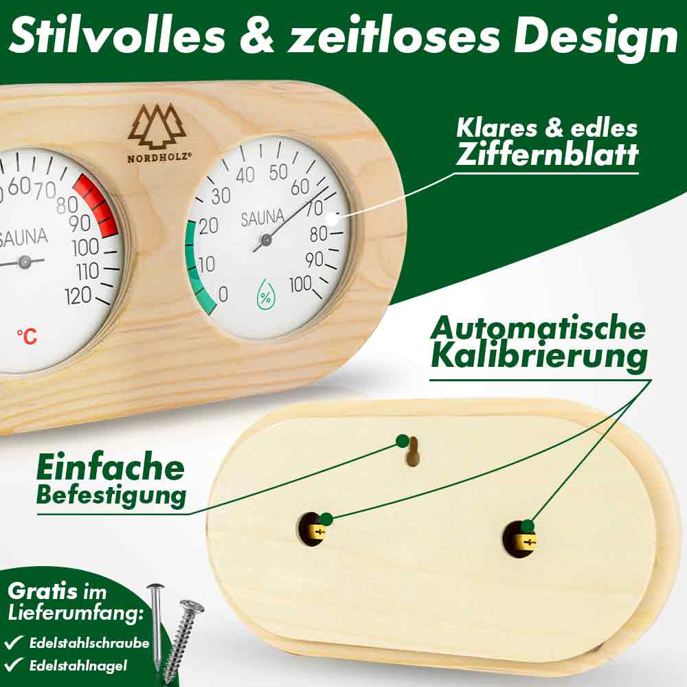 Sauna Thermo-Hygrometer Doppelt 2in1