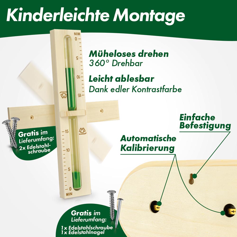 Sauna Hygrometer Doppelt + Sauna Sanduhr Bundle