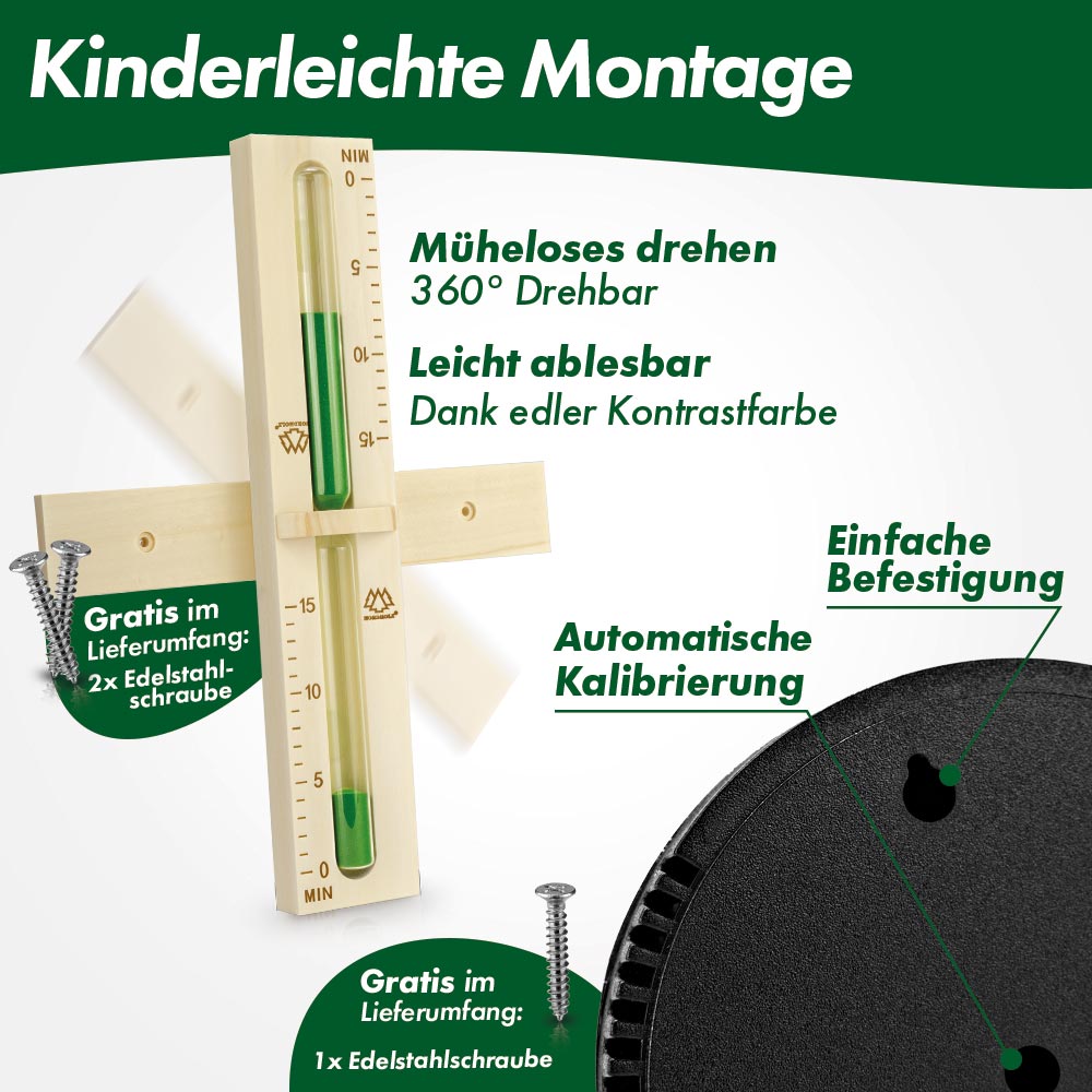Sauna Hygrometer Alu + Sauna Sanduhr Bundle