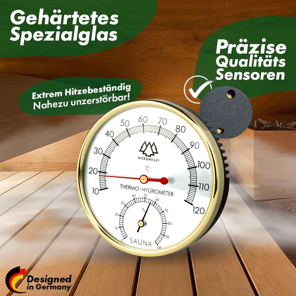 Sauna Hygrometer Alu + Sauna Sanduhr Bundle