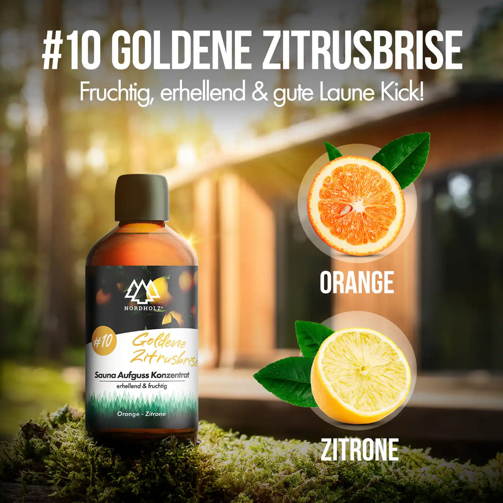 Sauna Aufguss Konzentrat Nr. 10 Goldene Zitrusbrise Nordholz Saunazubehör