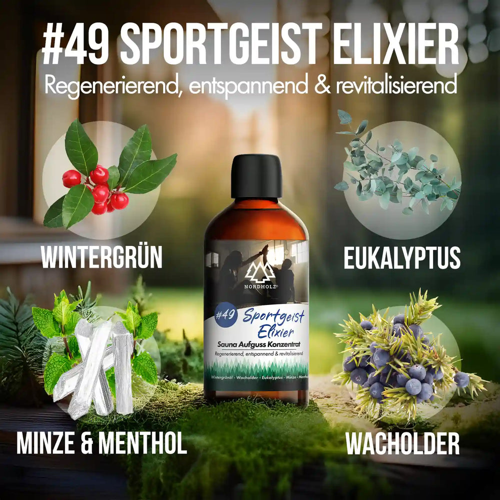 Sauna Aufguss Konzentrat Nr. 49 Sportgeist-Elixier Nordholz Saunazubehör