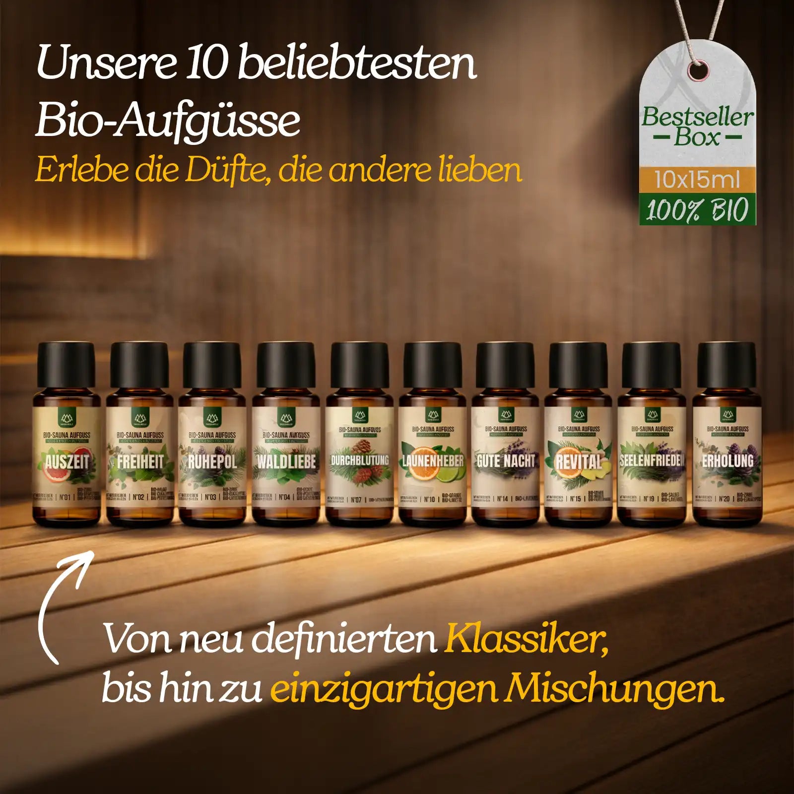 Bio Sauna Aufguss Probierbox "Top 10"