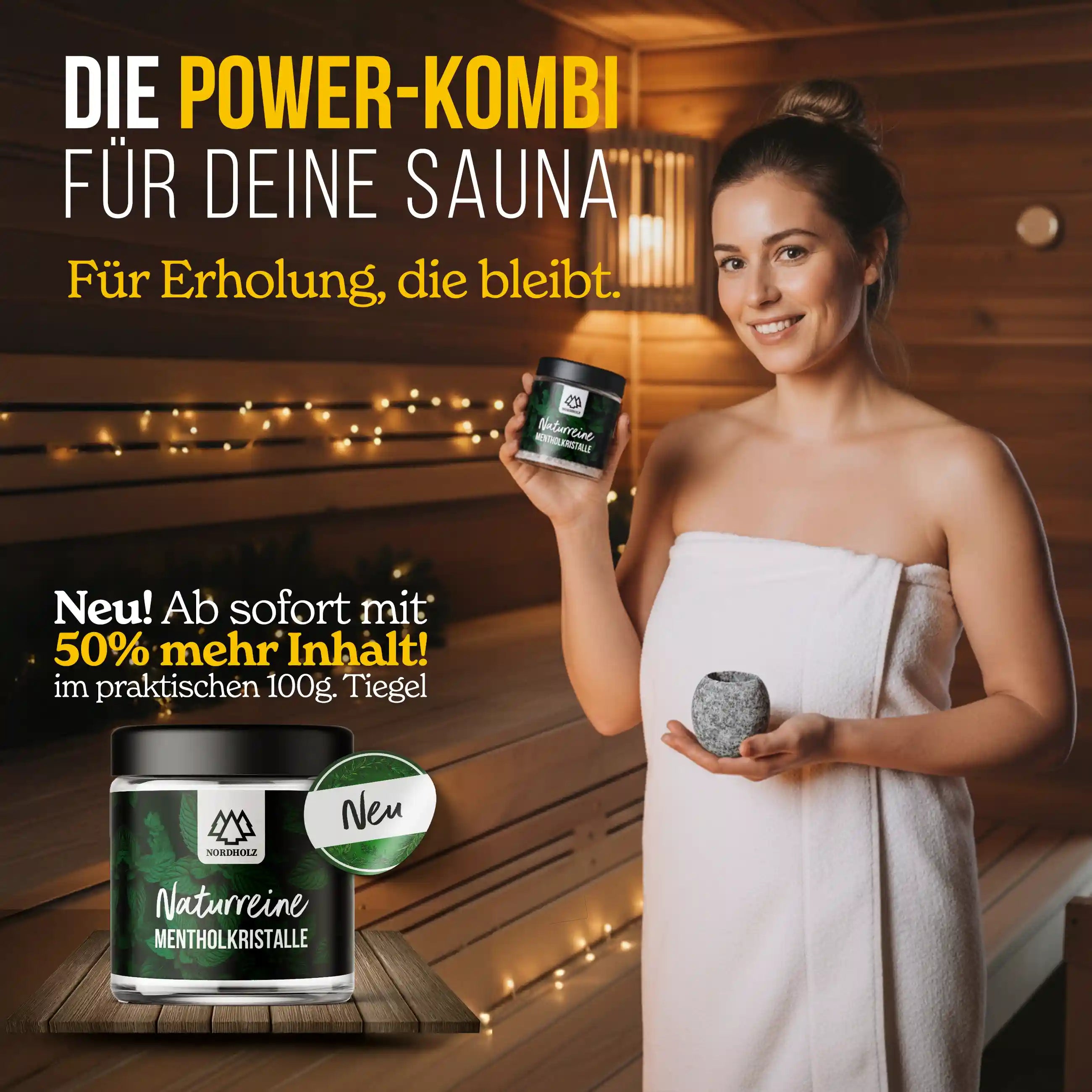 Sauna Aromaschale + Mentholkristalle 100g.