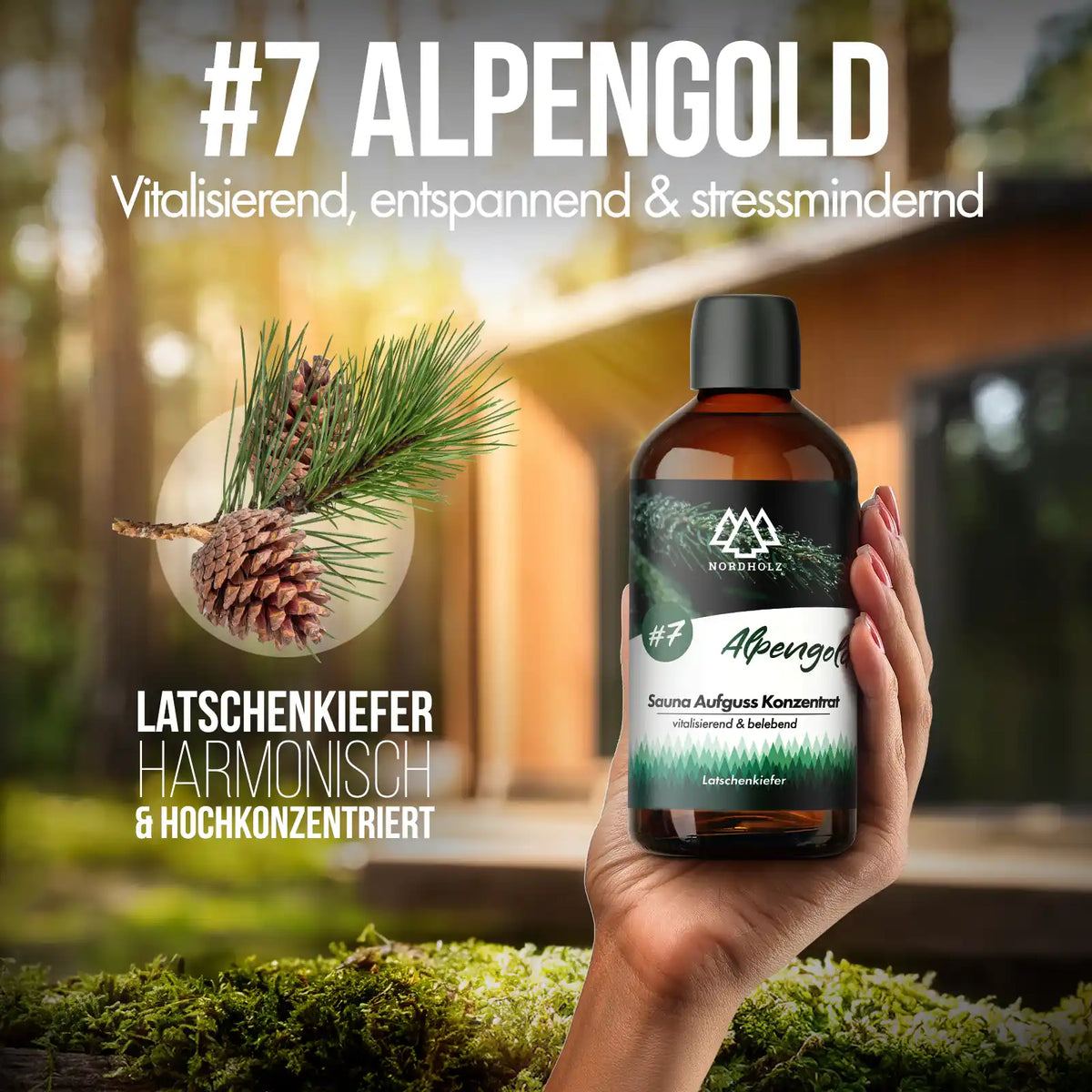 Sauna Aufguss Konzentrat #7 Alpengold 15 ml Probiergröße Duftprofil