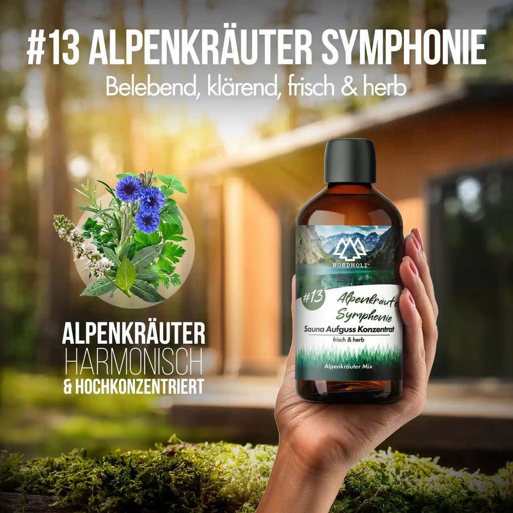 Sauna Aufguss Konzentrat Nr. 13 Alpenkräuter Symphonie Nordholz Saunazubehör