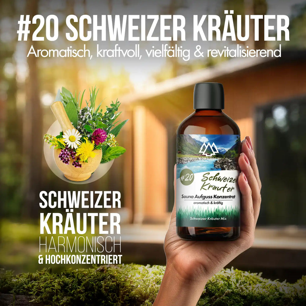 Sauna Aufguss Konzentrat Nr. 20 Schweizer Kräuter Nordholz Saunazubehör