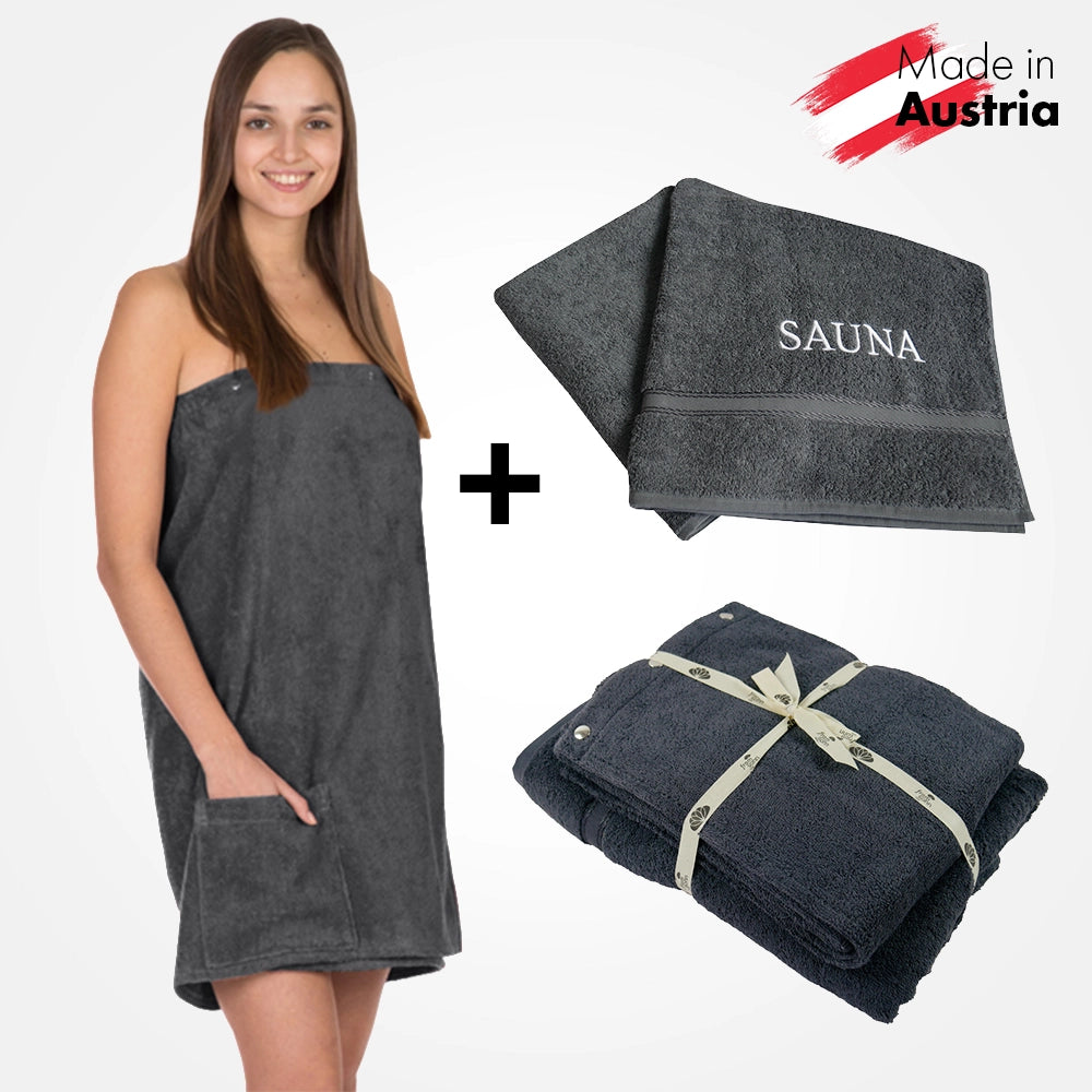 Damen Geschenkset - Saunatuch & Kilt - Anthrazit