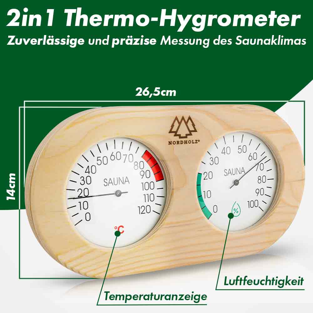 Sauna Hygrometer Doppelt Holz